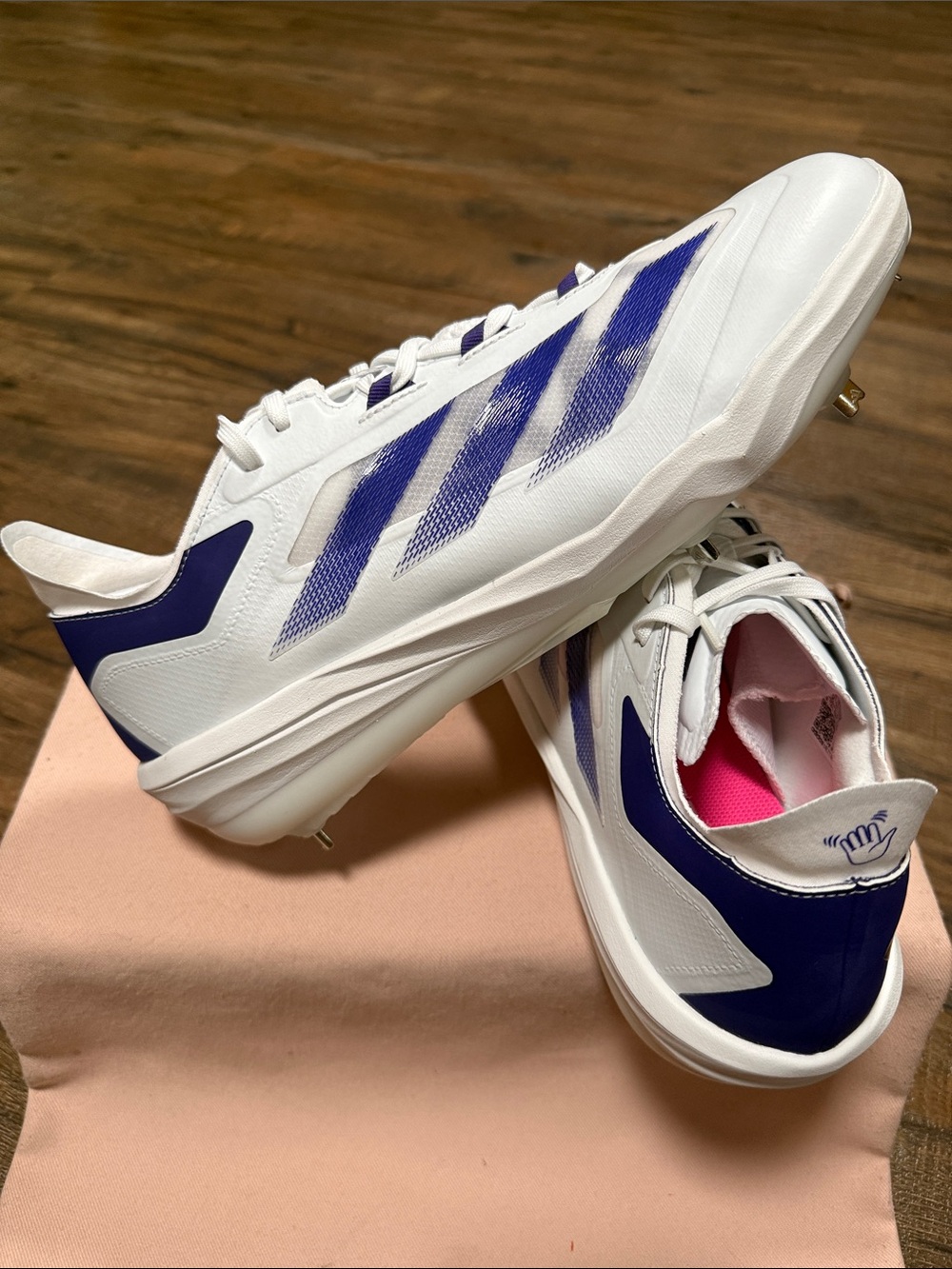 ADIDAS IMPACT PREMIUM MEN’S “METAL” BASEBALL CLEATS NCAA “ CUSTOM” viaTEAM PURP
